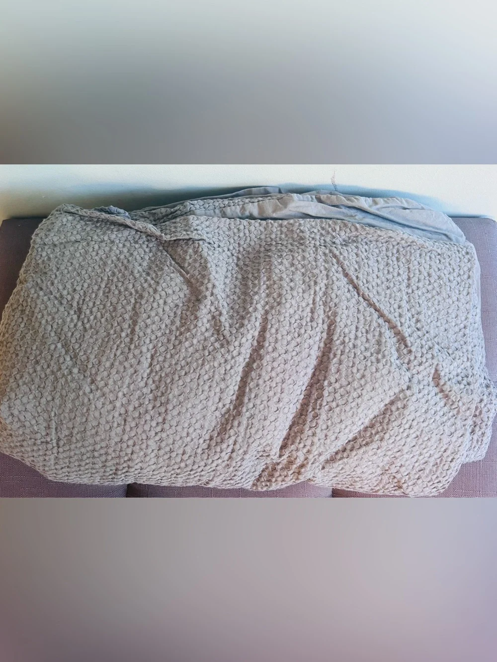 NWT Quince Organic Luxe Honeycomb Grey Duvet Cover!